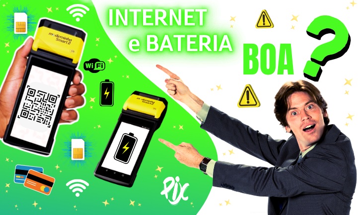 conexão com a internet e bateria da moderninha smart 2